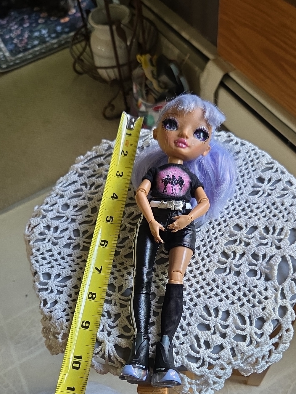 Purple-Haired Fashion Doll in Black Outfit